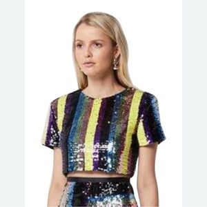 Elliatt Lola Multicolor Sequin Crop Top